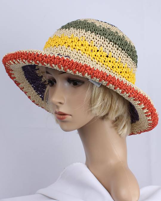 HEAD START striped straw hat w wired brim multi Style:HS/5011